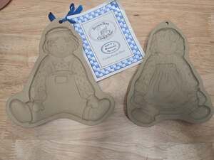 Vintage Brown Bag Cookie Art Raggedy Ann & Andy Ceramic Cookie Molds 1985
